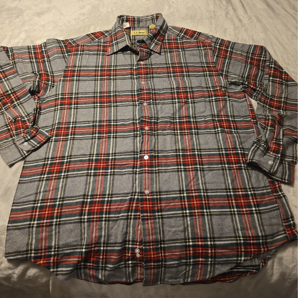 Vintage LL Bean Flannel Plaid Long Sleeve Button Down Shirt Men's L Lumberjack